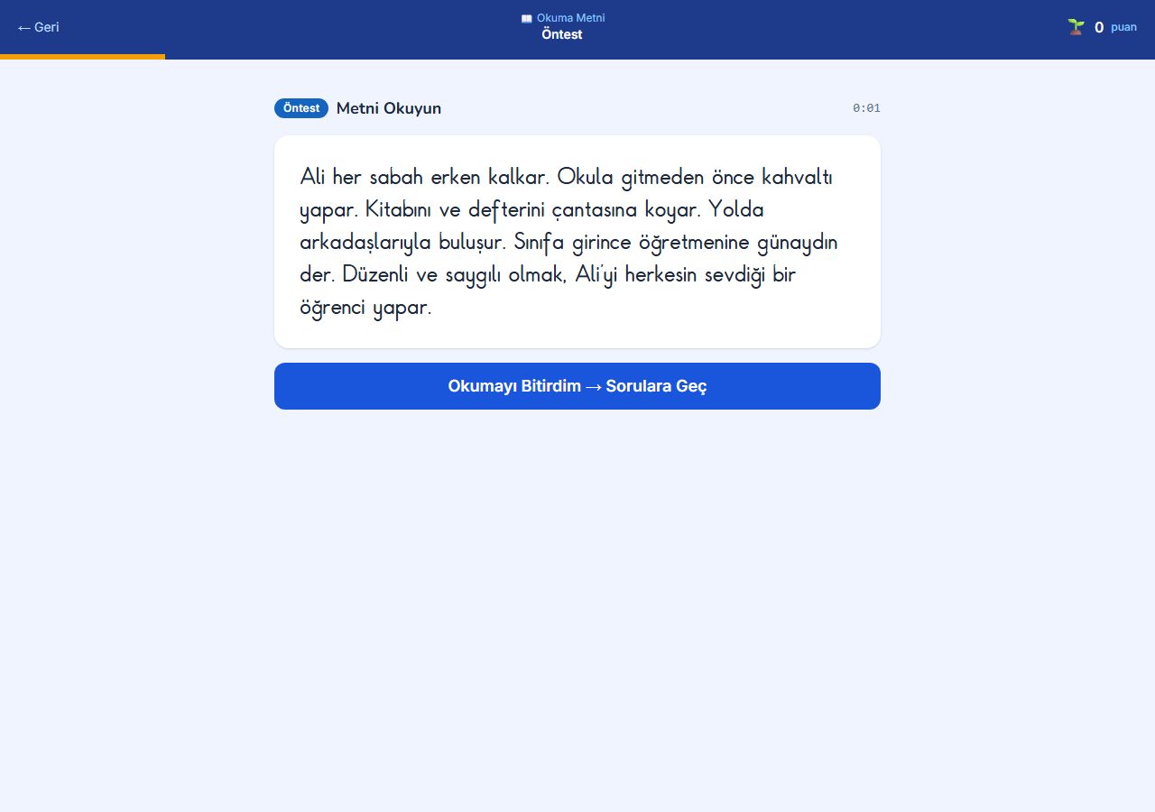 Okuma Metni ekran görüntüsü