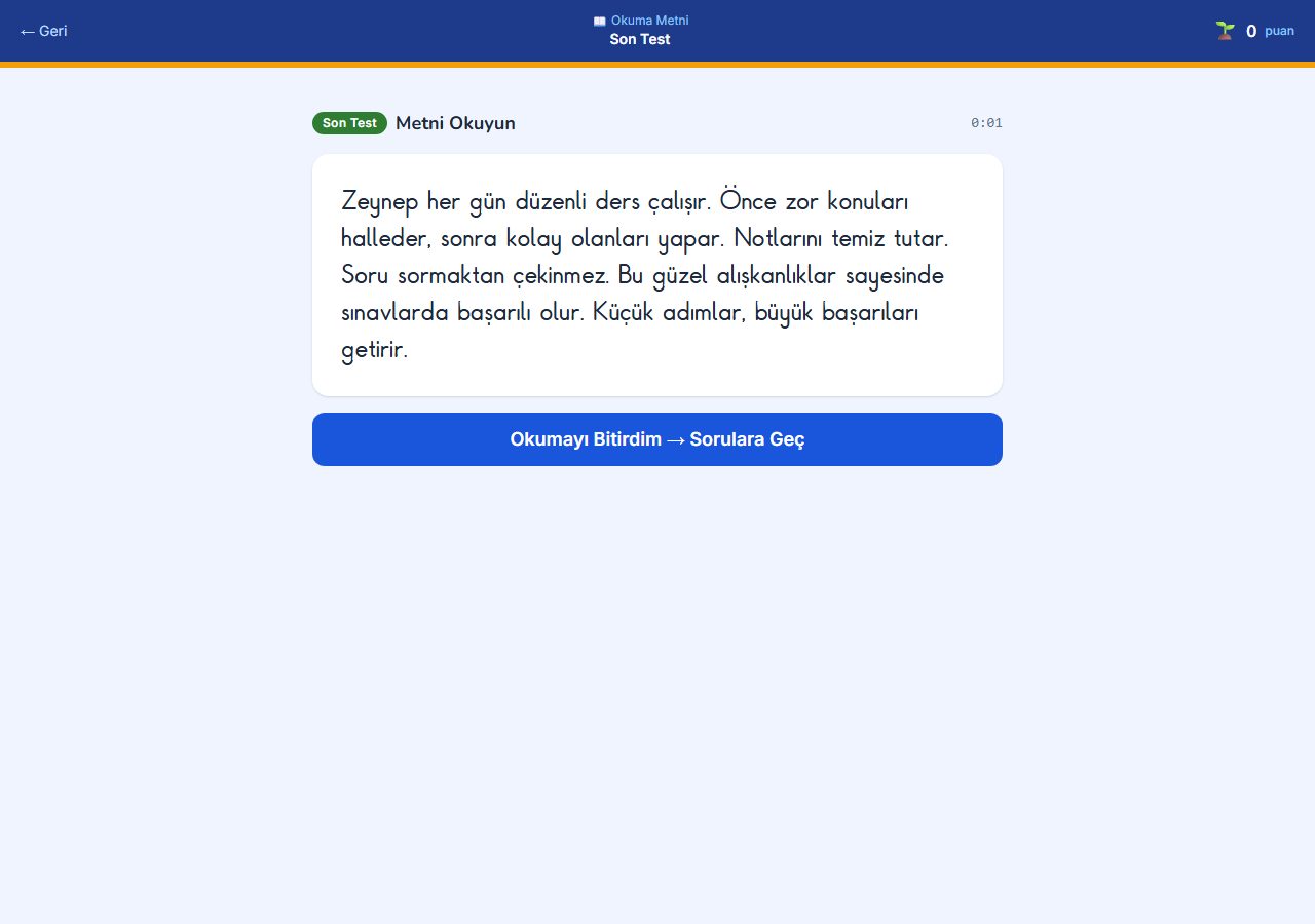Son Test ekran görüntüsü