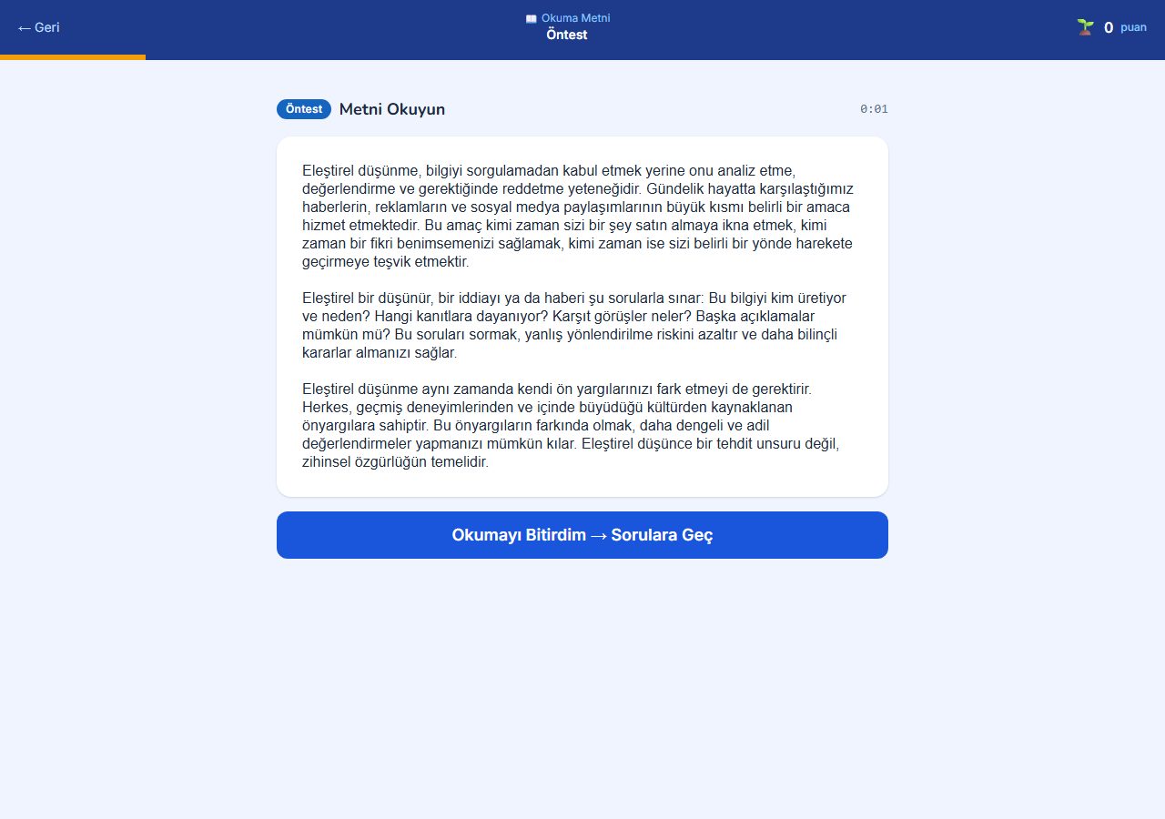 Ön Test ekran görüntüsü